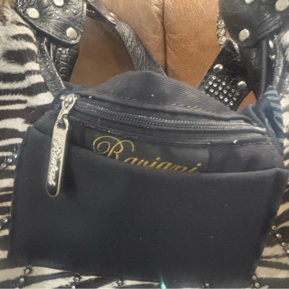 Raviani Zebra Print Cowhide Handmade Bag Swarovski Strap Glam Purse - Picture 12 of 12